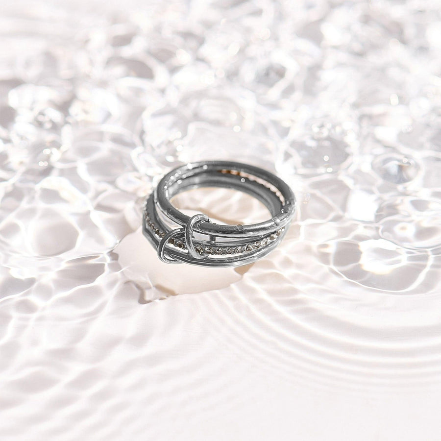 Stacked Linked Crystal Band Ring - EVRYJEWELS