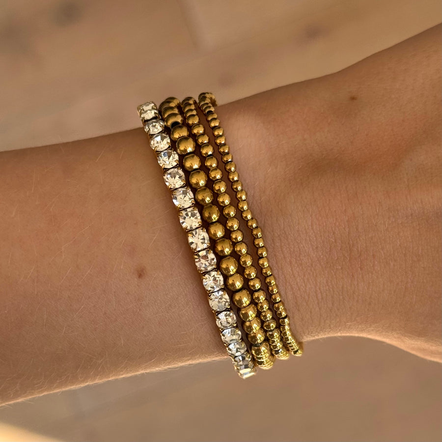 Icy Golden Beaded Bracelet 4 Piece Set - EVRYJEWELS