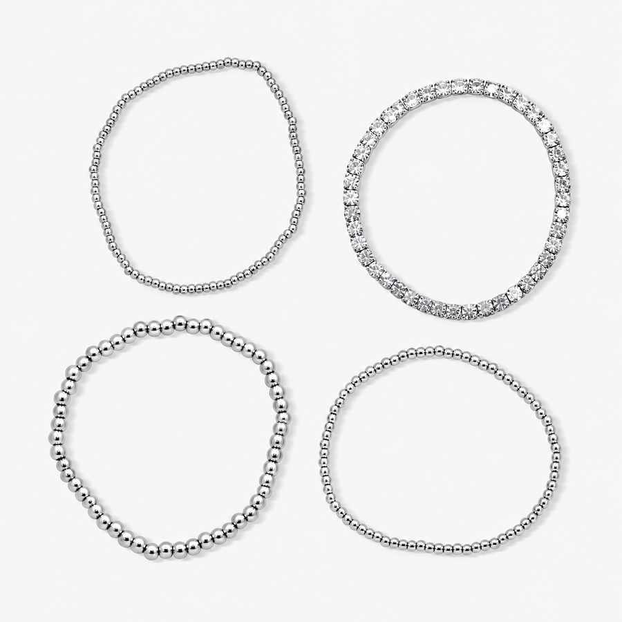 Icy Golden Beaded Bracelet 4 Piece Set - EVRYJEWELS