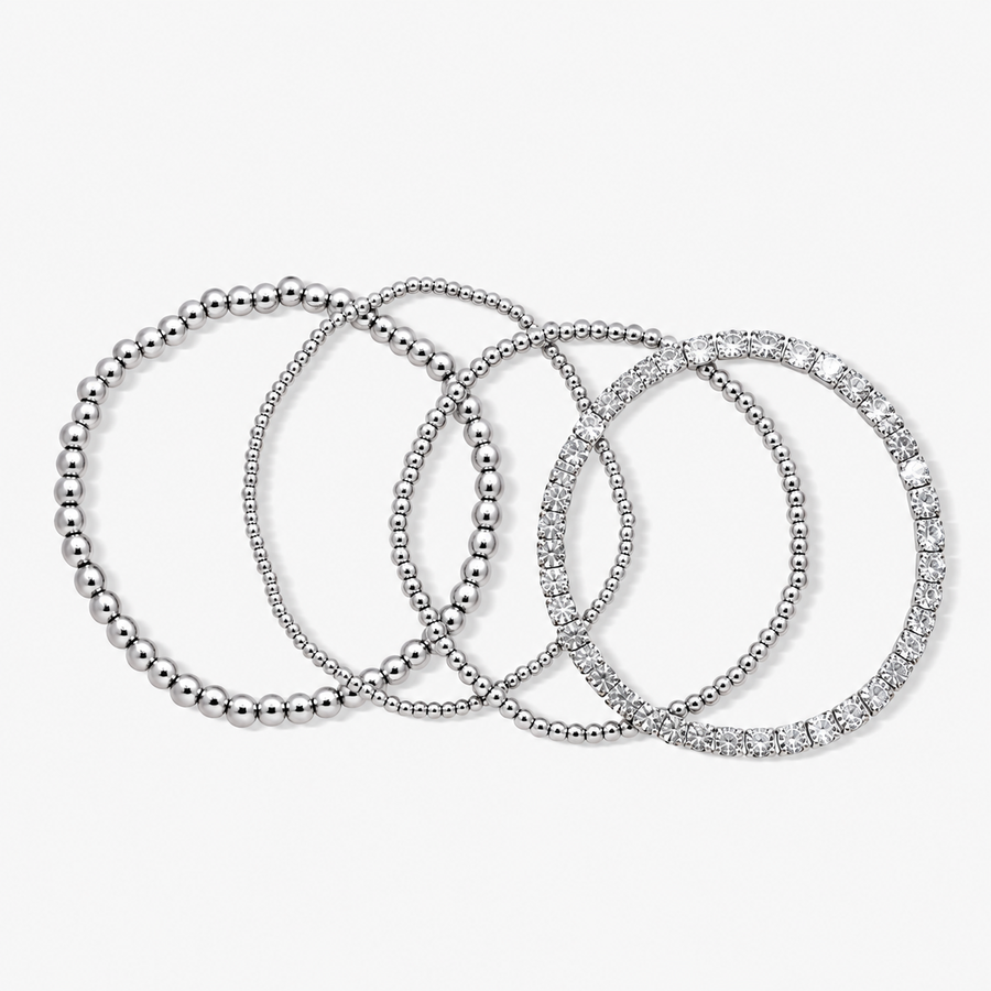 Icy Golden Beaded Bracelet 4 Piece Set - EVRYJEWELS