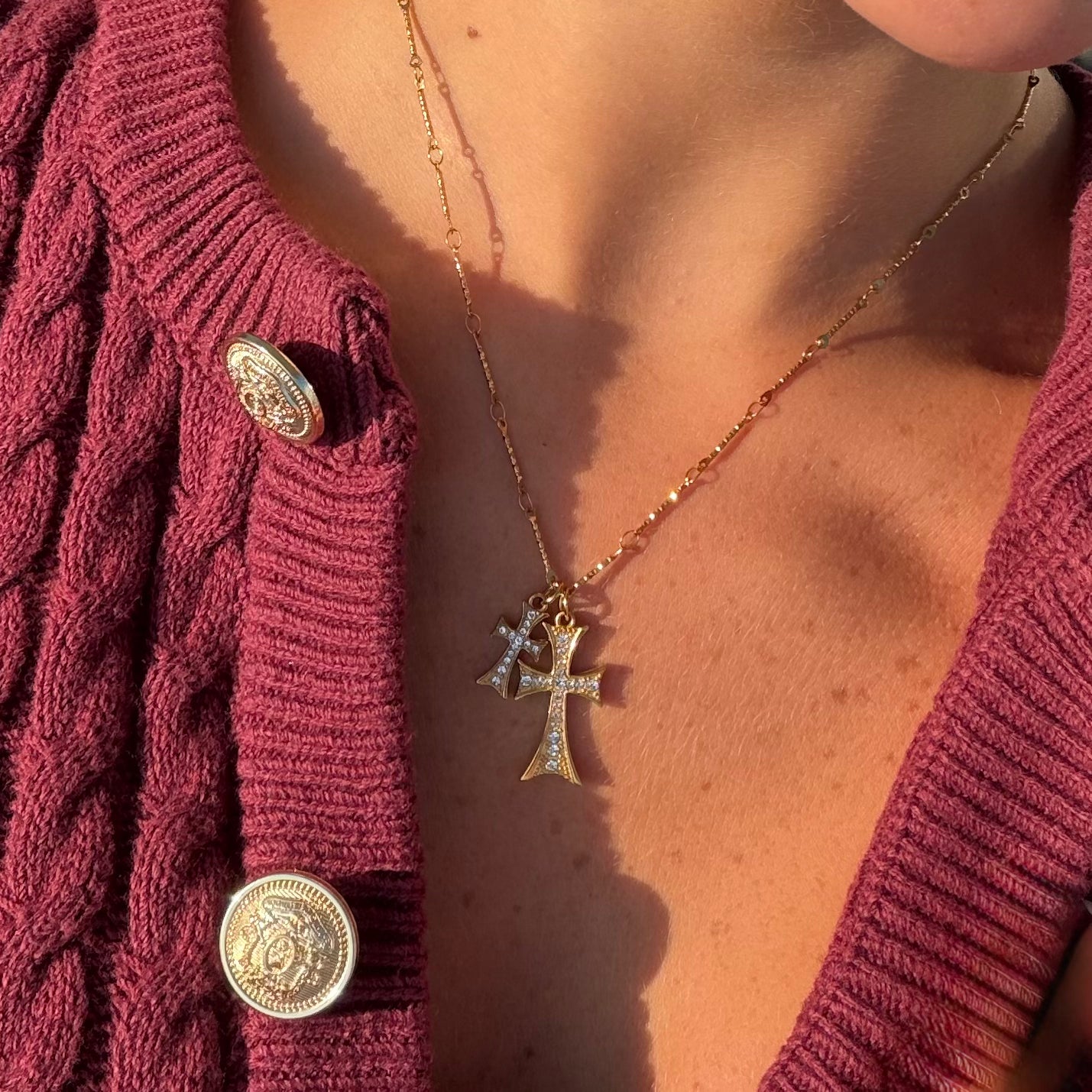 Double Cross Me Necklace | Gold Cross Necklaces for Women – EVRYJEWELS Double Cross Me Necklace | Gold Cross Necklaces for Women – EVRYJEWELS