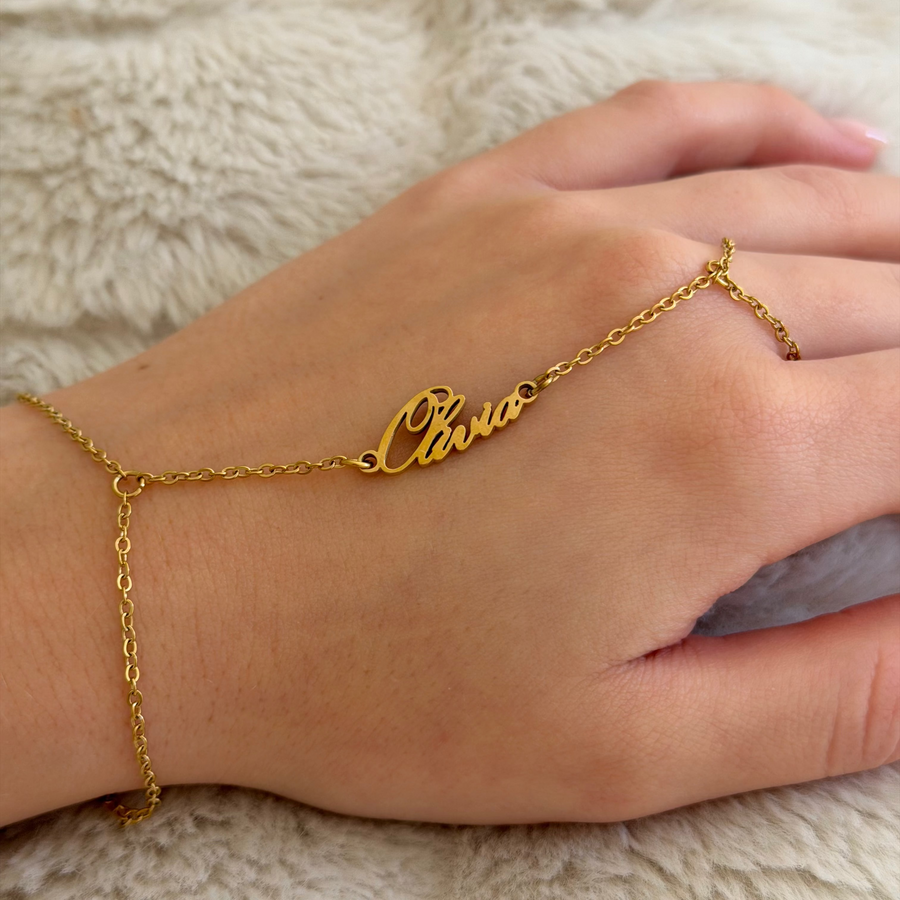 Custom/Personalized Name Plate Hand Chain - EVRYJEWELS