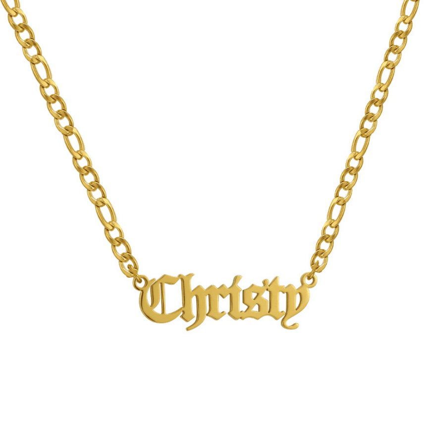 Custom/Personalized Nameplate Figaro Necklace - EVRYJEWELS