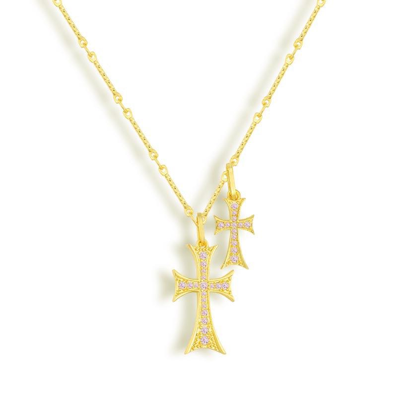 Double Cross Me Necklace - EVRYJEWELS
