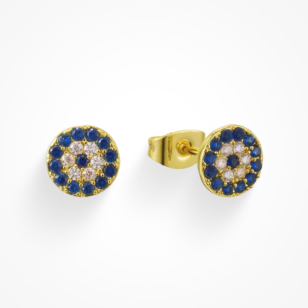 14k high quality solid gold earrings greek eye blue evil eye stud❤️