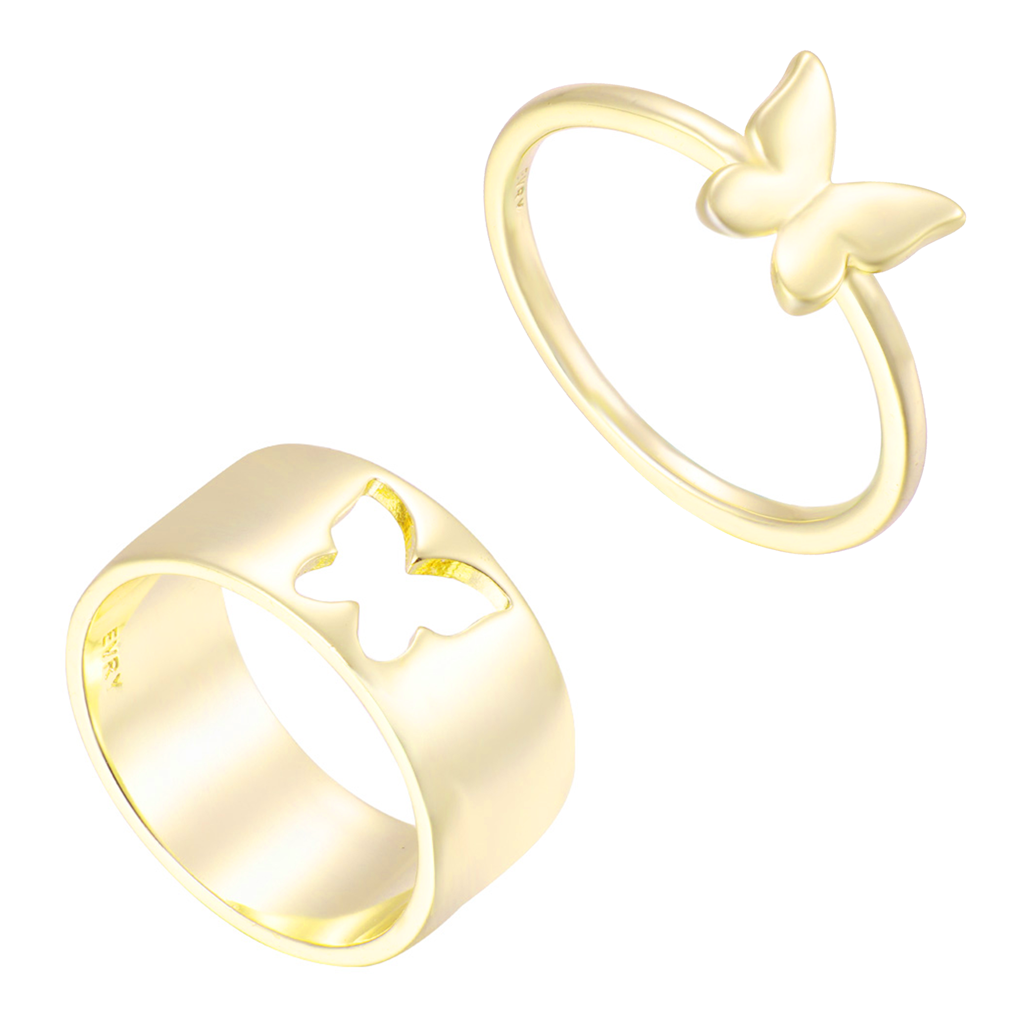 Stunning Silver Butterfly Couple Ring For Engagement Matching Wrap Finger  Ring For Women And Men - Golden