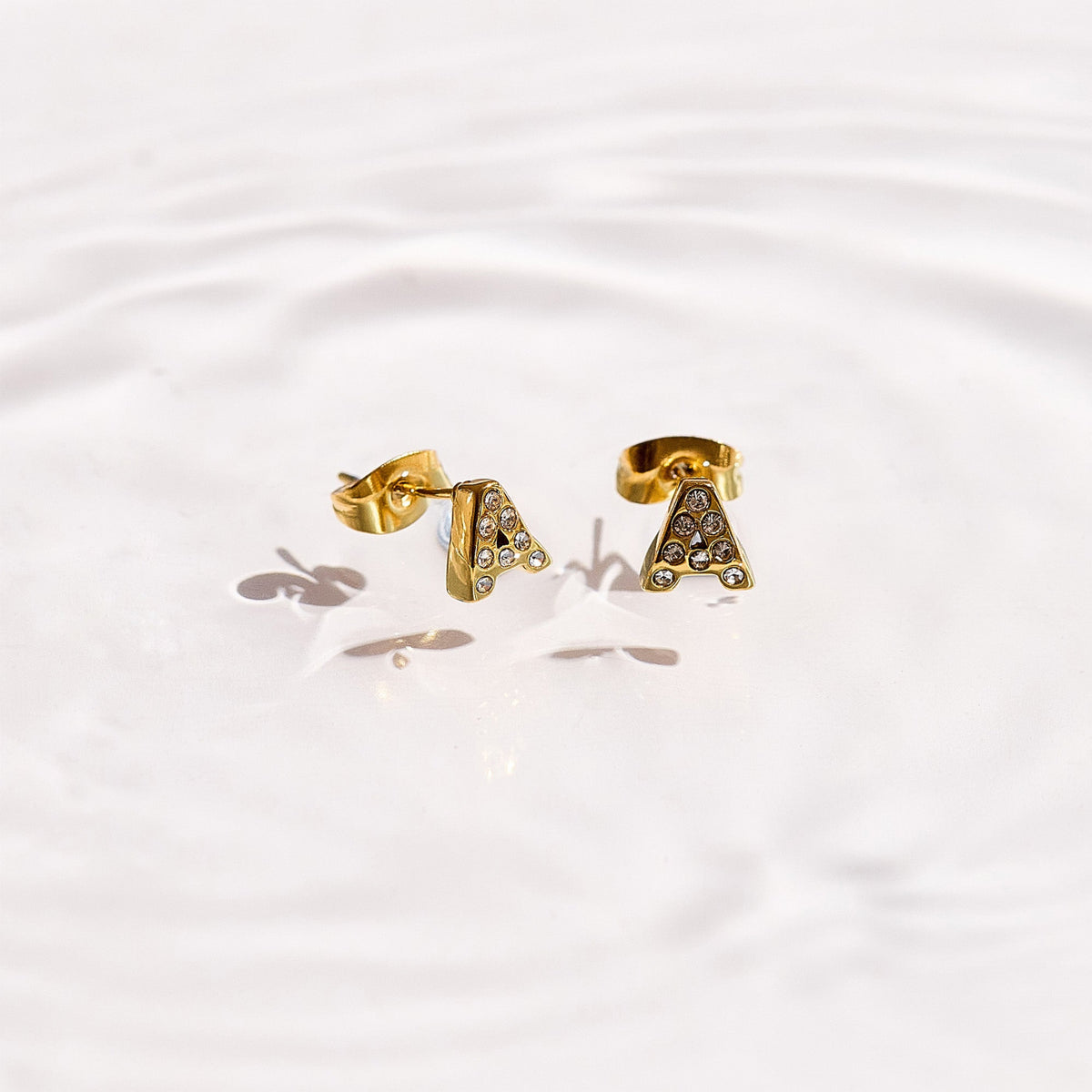 Crystal Initial Stud Earrings - EVRYJEWELS