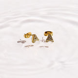 Crystal Initial Stud Earrings - EVRYJEWELS