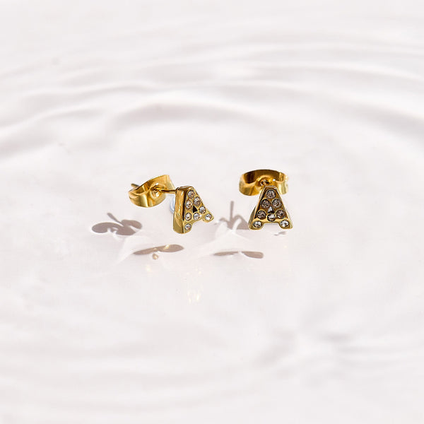 Crystal Initial Stud Earrings - EVRYJEWELS