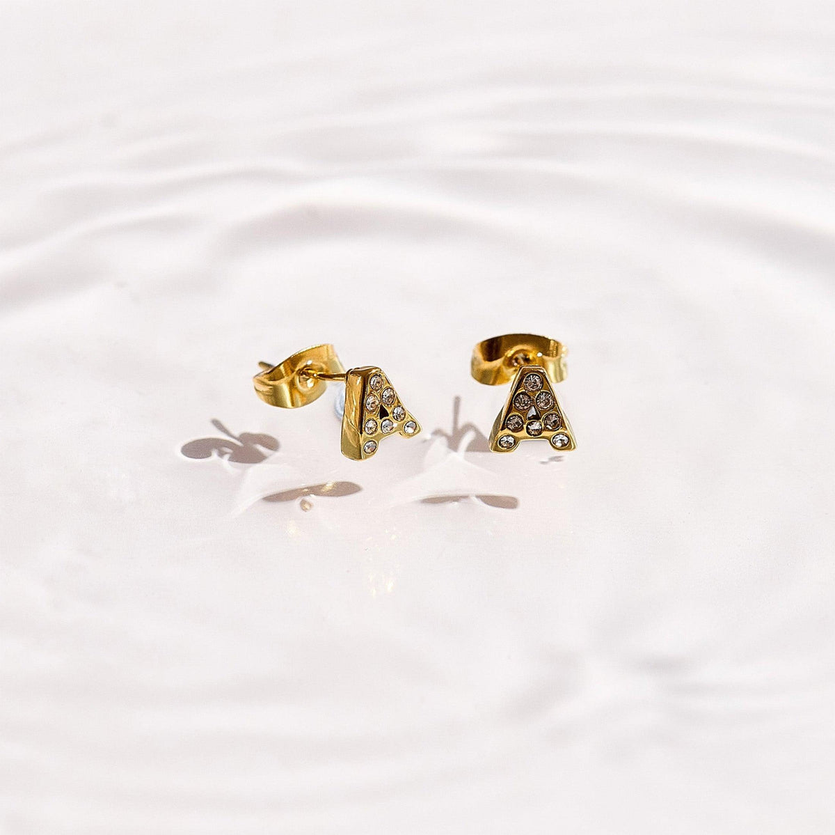 Crystal Initial Stud Earrings - EVRYJEWELS
