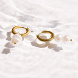 Double Pearl Drop Hoop Earrings - EVRYJEWELS