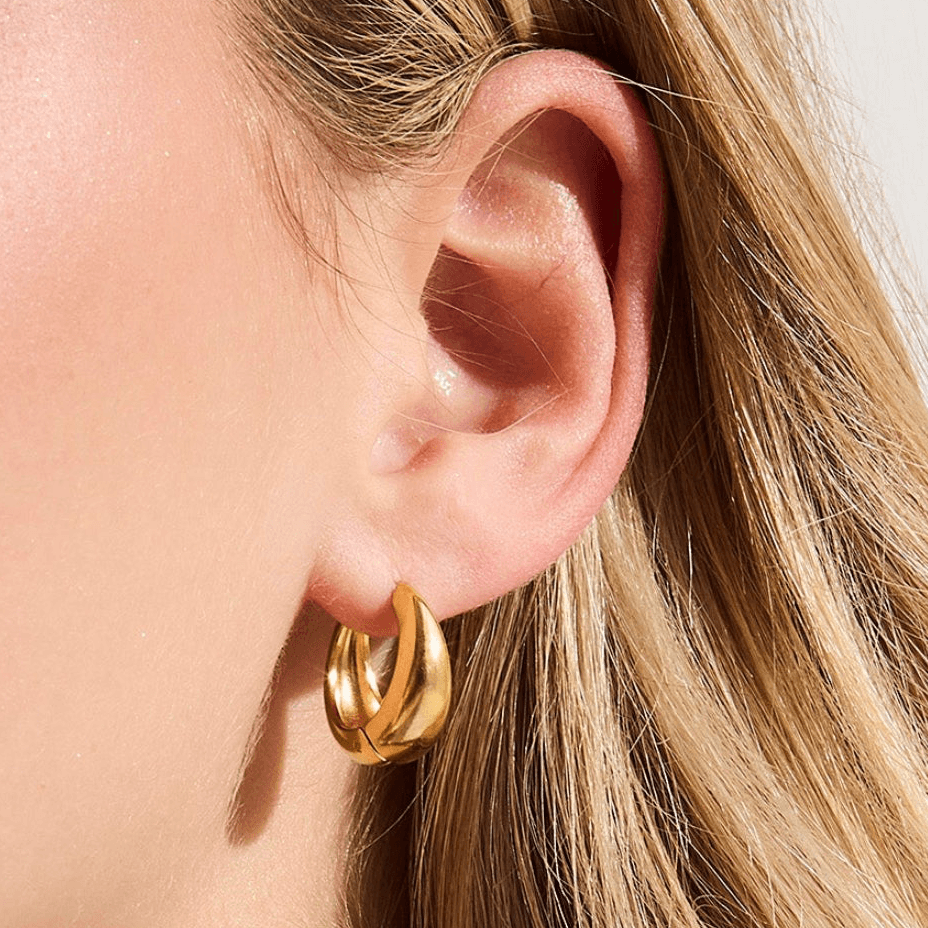 Teardrop Small Curve Hoop Earrings - EVRYJEWELS