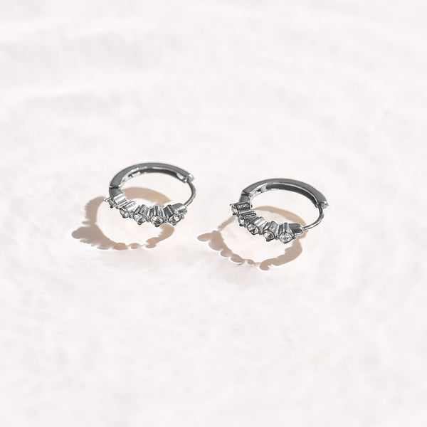 Crystal Row Huggie Hoop Earrings - EVRYJEWELS