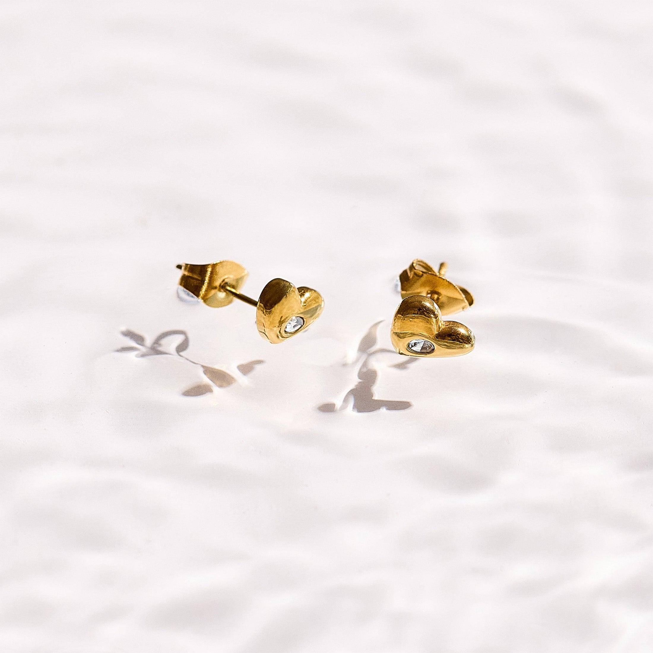 Crystal Heart Stud Earrings - EVRYJEWELS
