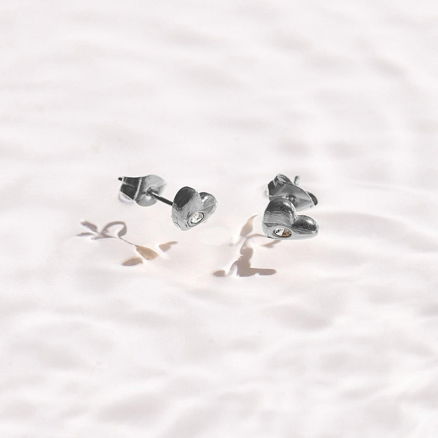 Crystal Heart Stud Earrings - EVRYJEWELS