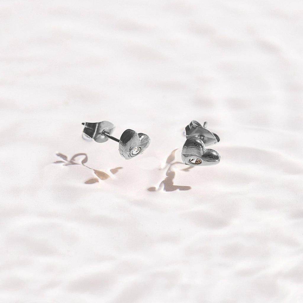 Crystal Heart Stud Earrings - EVRYJEWELS