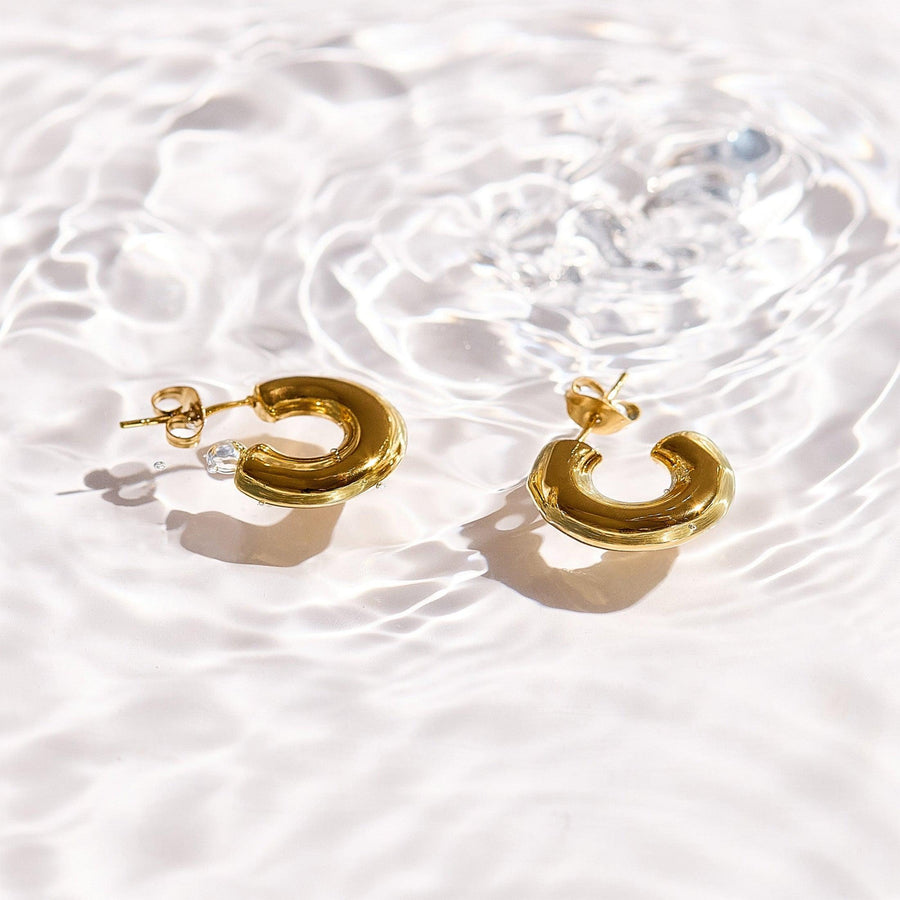 Chunky Curved Hoop Earrings - EVRYJEWELS