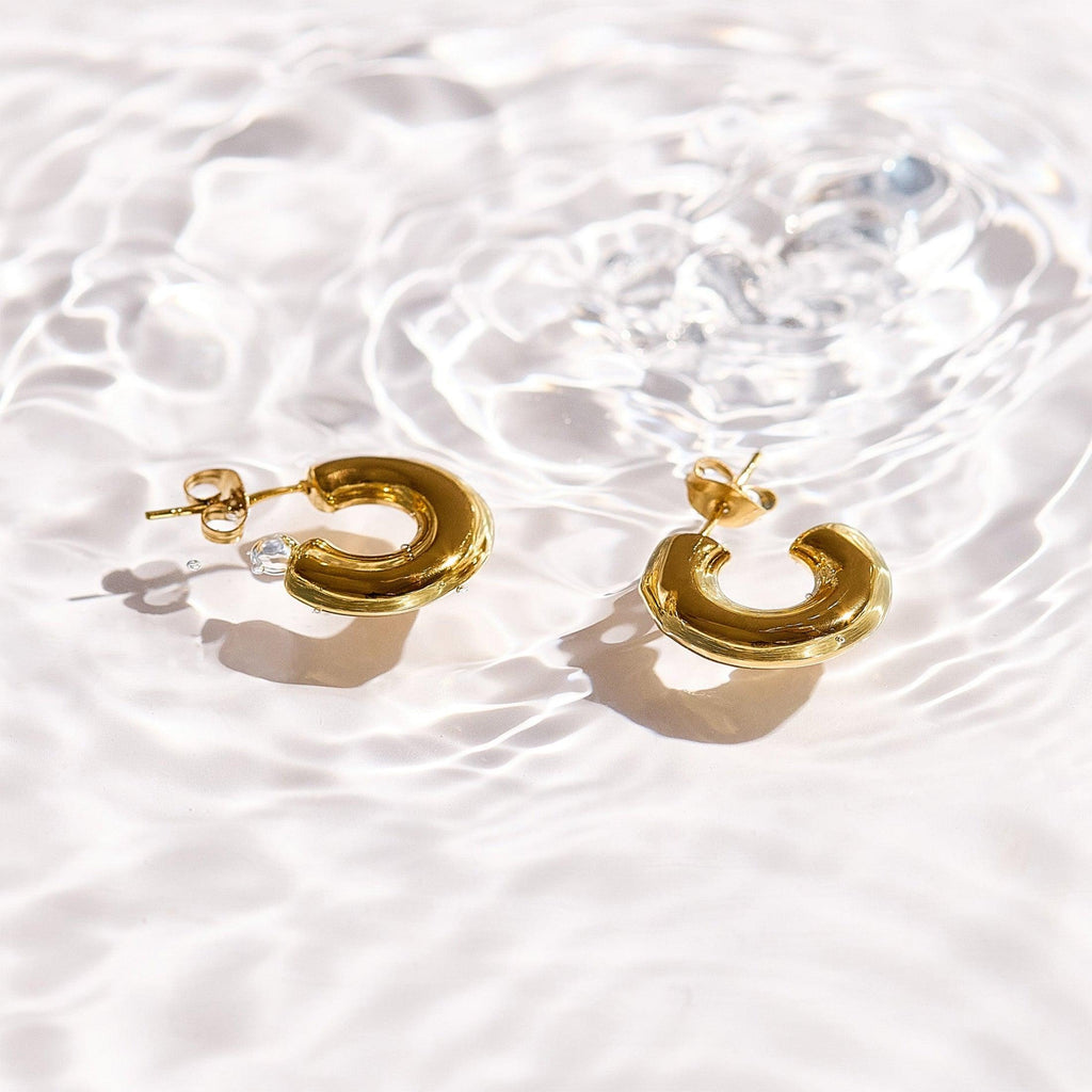 Chunky Curved Hoop Earrings - EVRYJEWELS