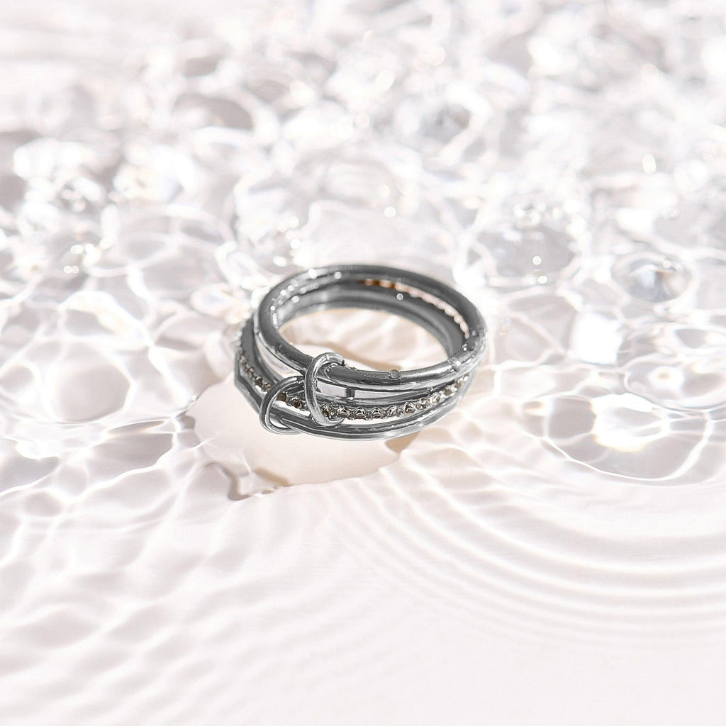 Stacked Linked Crystal Band Ring - EVRYJEWELS
