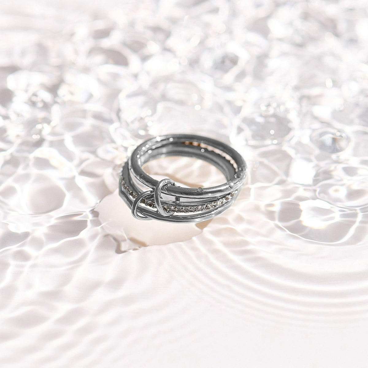 Stacked Linked Crystal Band Ring - EVRYJEWELS
