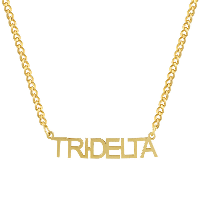 Sorority Custom/Personalized Block Curb Nameplate Necklace