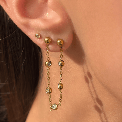 Shimmer Chain Stud Earring - EVRYJEWELS
