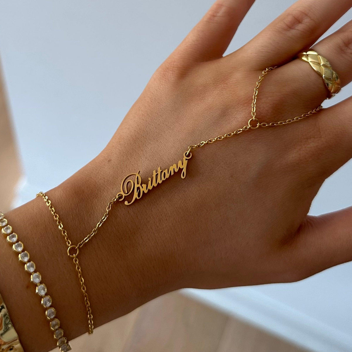 Custom/Personalized Name Plate Hand Chain - EVRYJEWELS