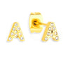 Crystal Initial Stud Earrings - EVRYJEWELS
