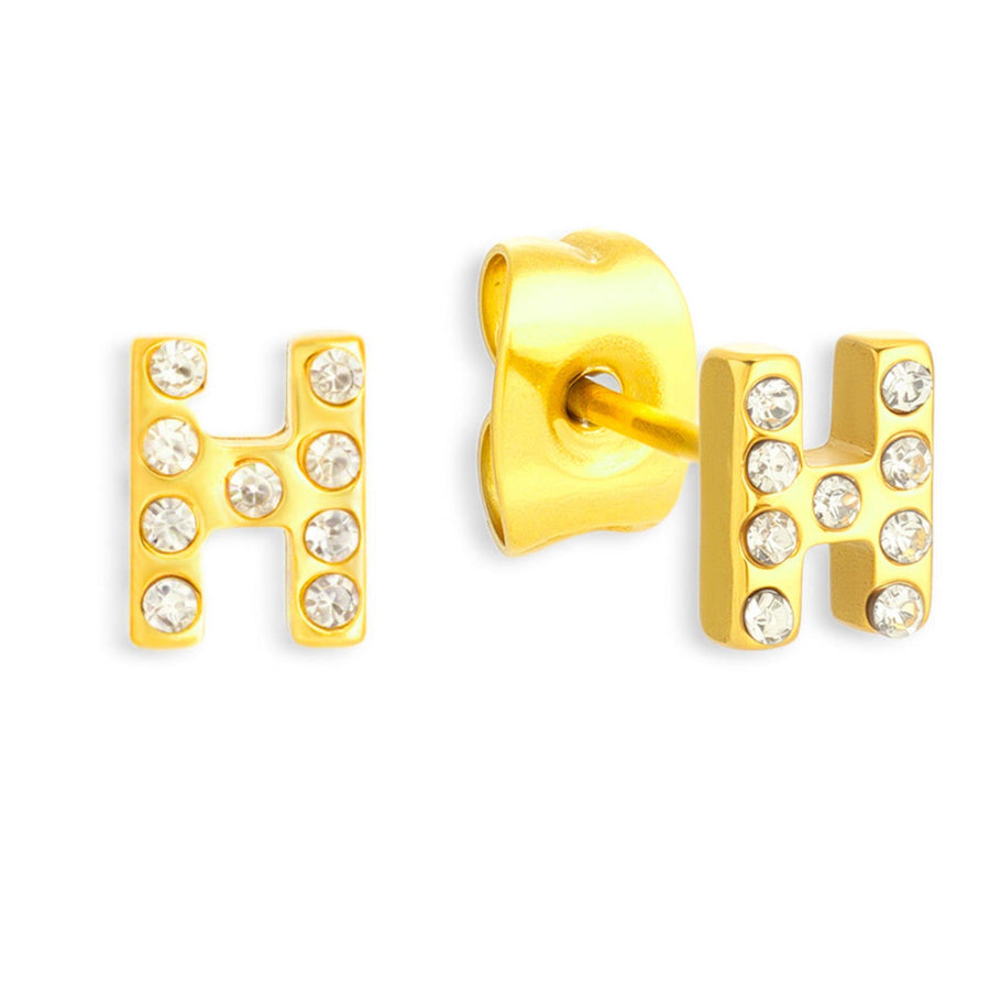 Crystal Initial Stud Earrings - EVRYJEWELS
