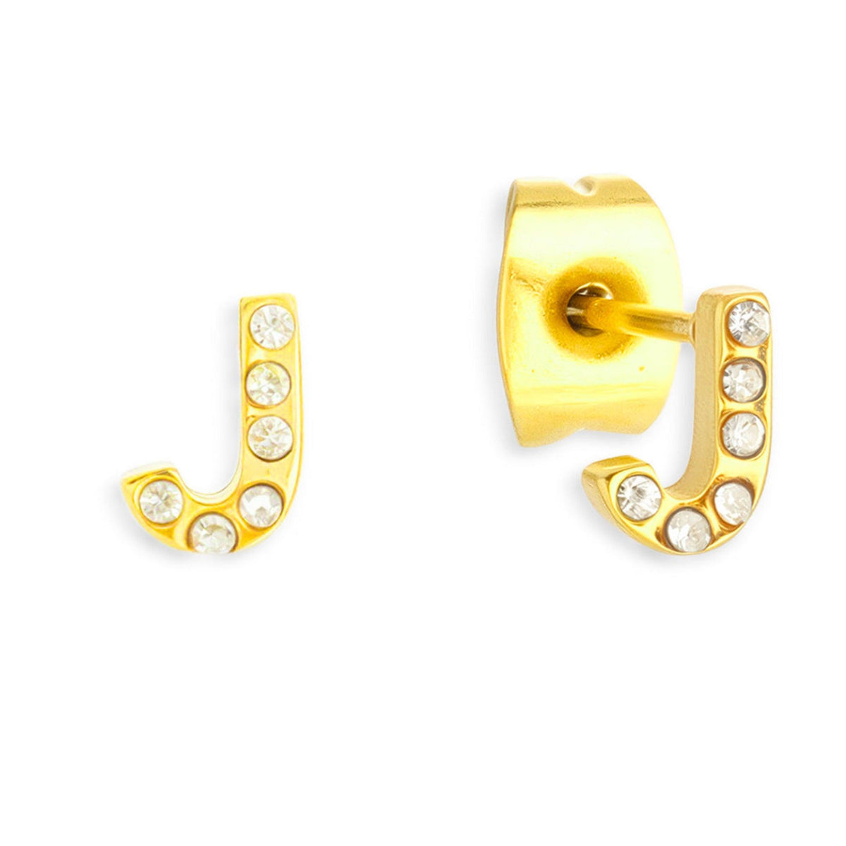 Crystal Initial Stud Earrings - EVRYJEWELS