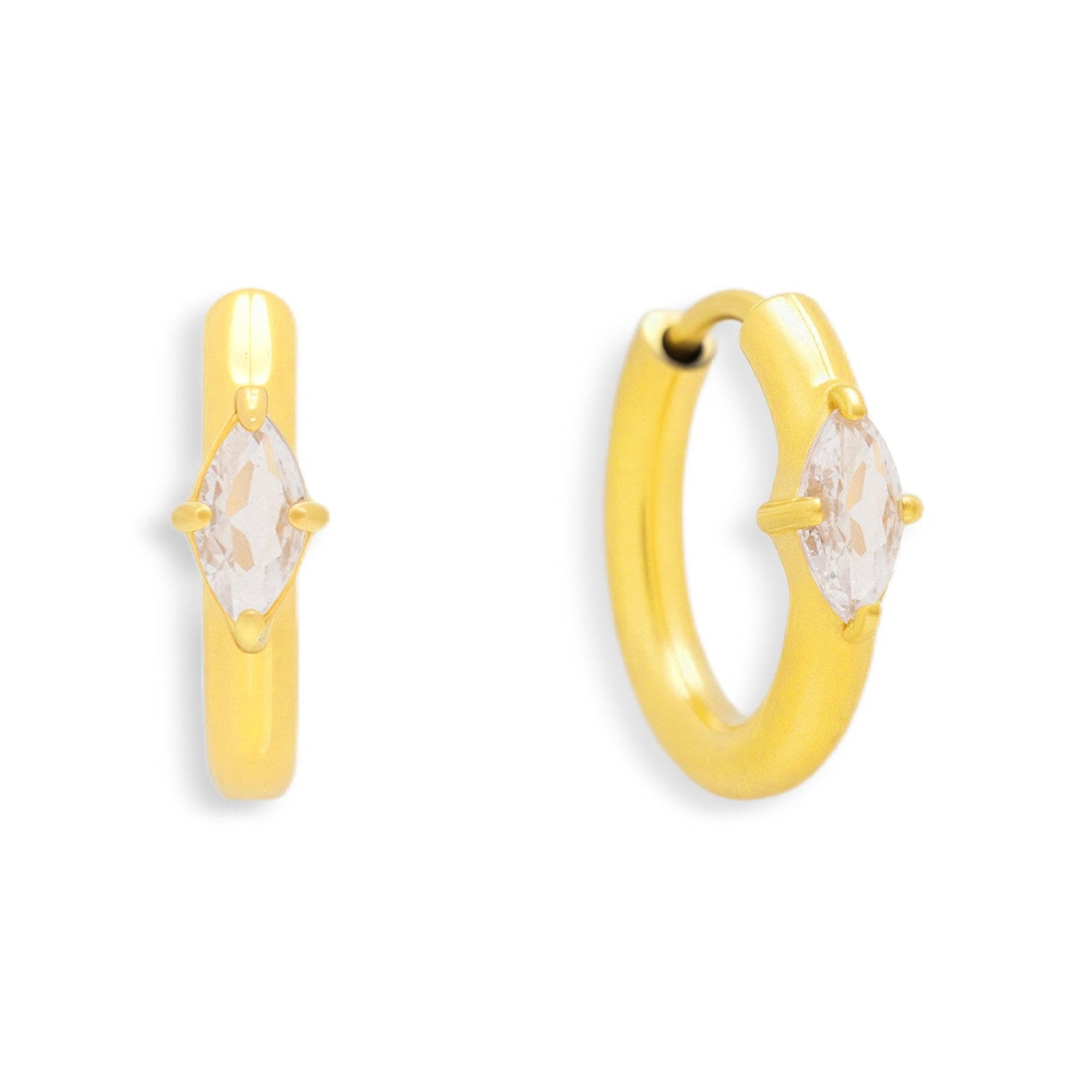 Marquise Crystal Huggie Hoop Earrings - EVRYJEWELS