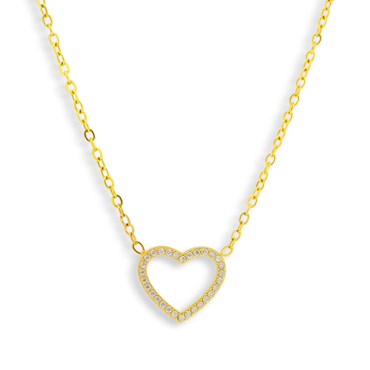 Crystal Heart Outline Necklace - EVRYJEWELS