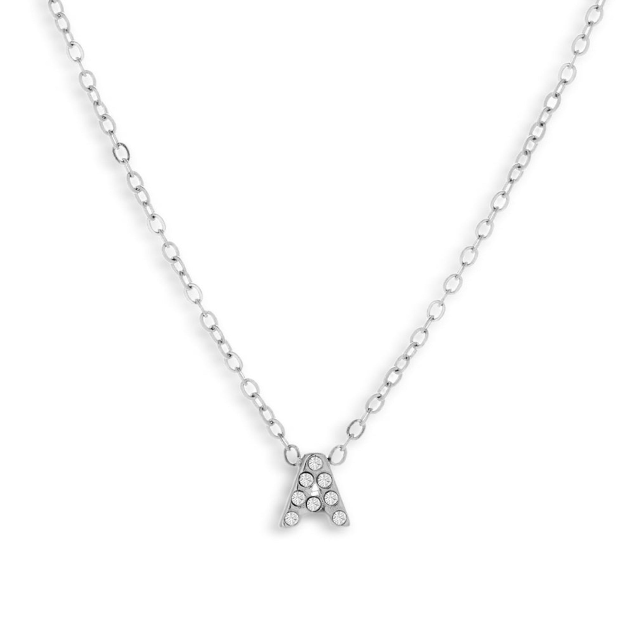 Crystal A Initial Necklace - EVRYJEWELS