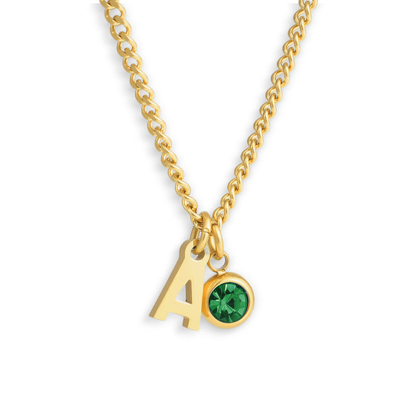 Custom/Personalized Initial Pendant Necklace w/ Birthstone