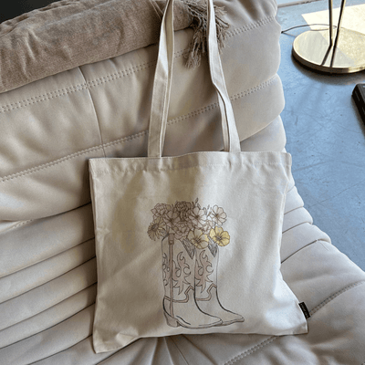 Boots 'n Flowers Tote Bag - EVRYJEWELS