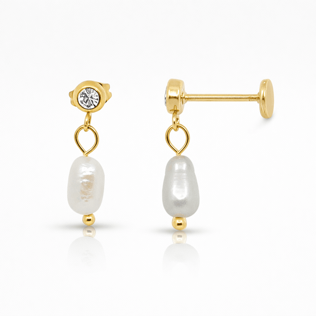 Pearl Glow Drop Flat Back Earrings - EVRYJEWELS
