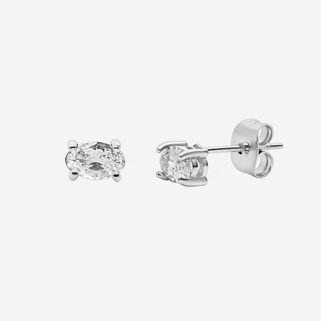 Twinkling Star Oval Stud Earrings - EVRYJEWELS