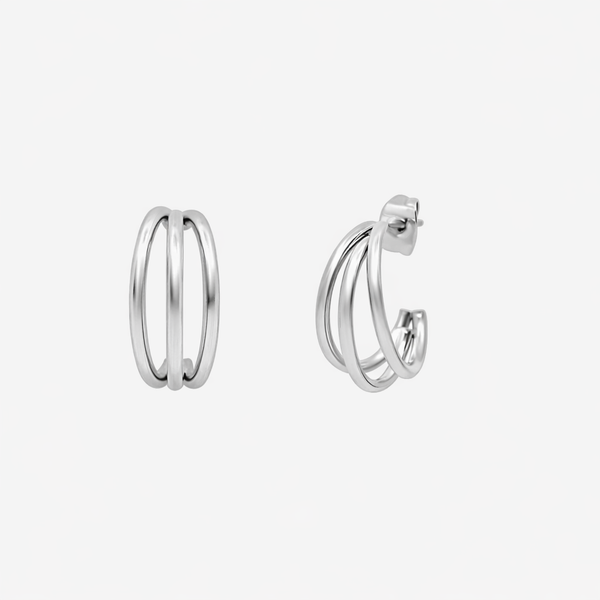 Triple Charm Hoop Earrings