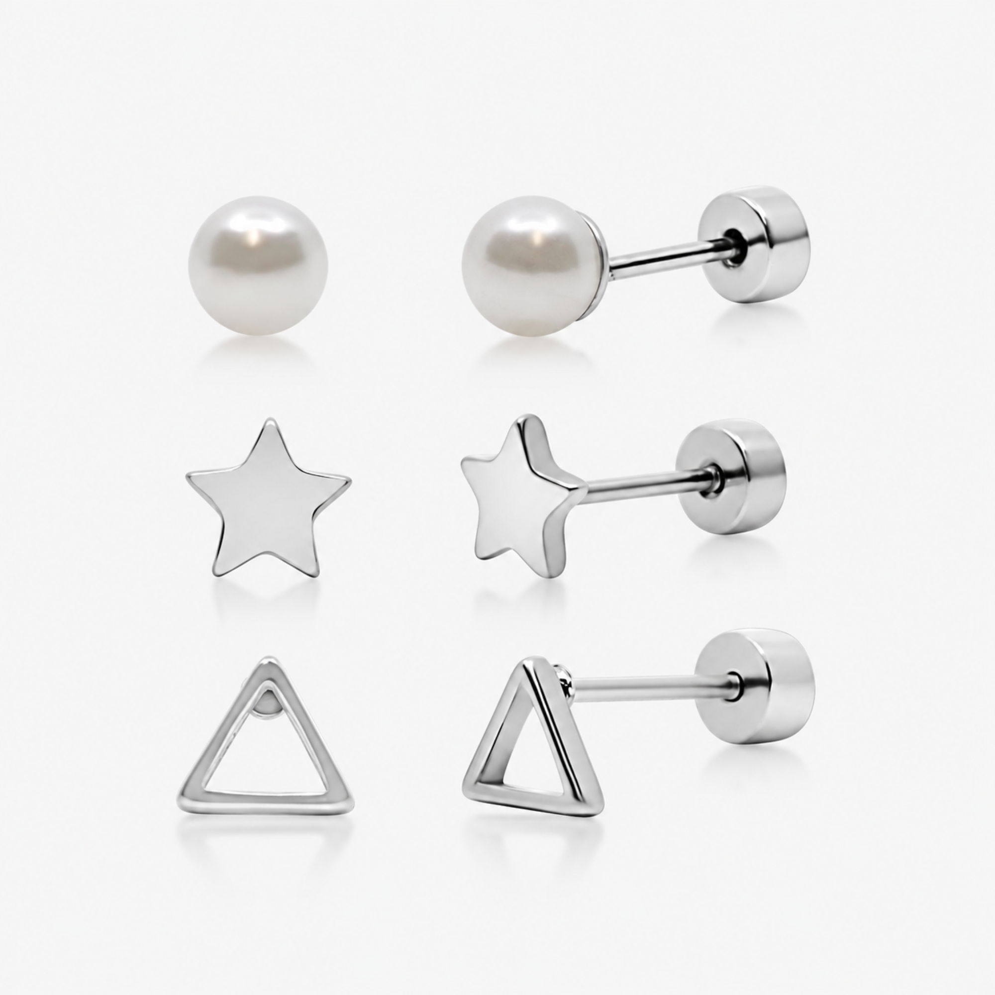 Hey Darling Pearl 3-Piece Flat Back Earrings Set - EVRYJEWELS