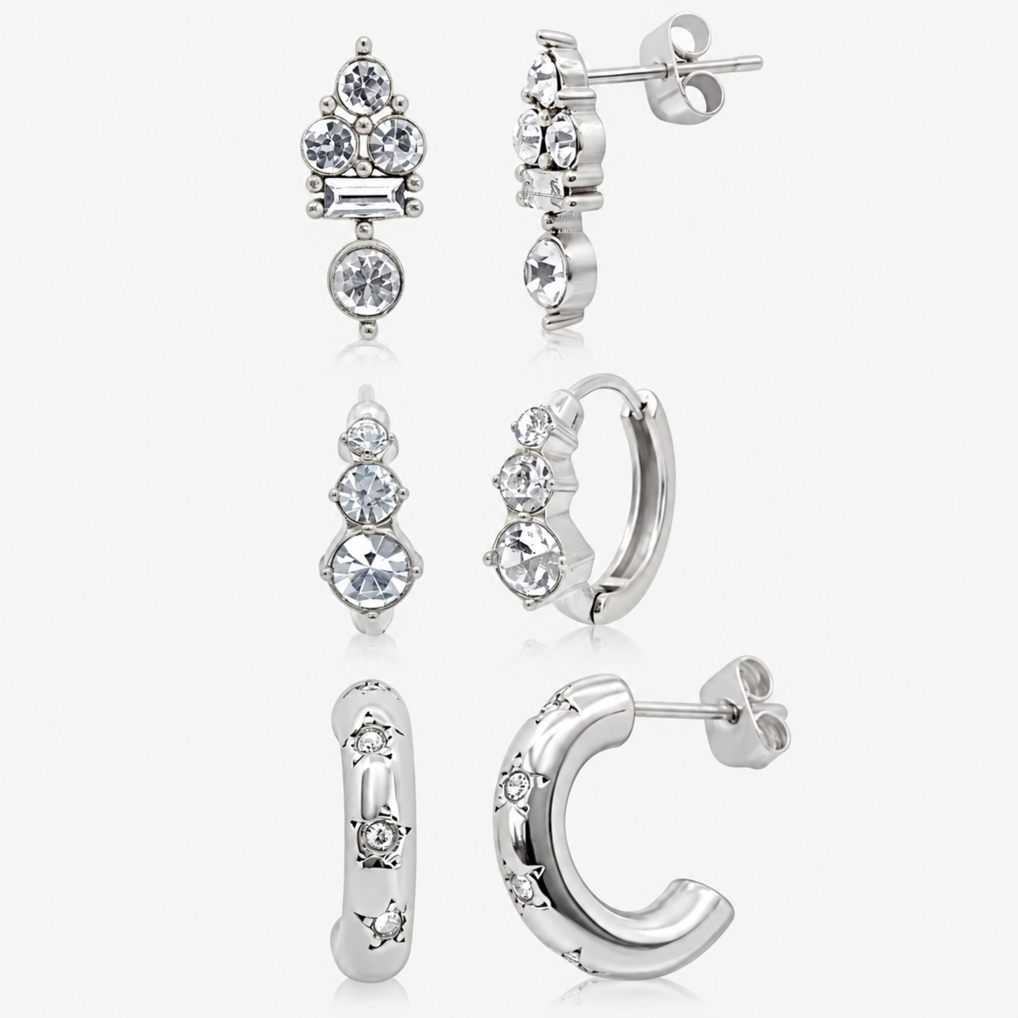 Kiss of Sparkle 3 Piece Earring Set - EVRYJEWELS