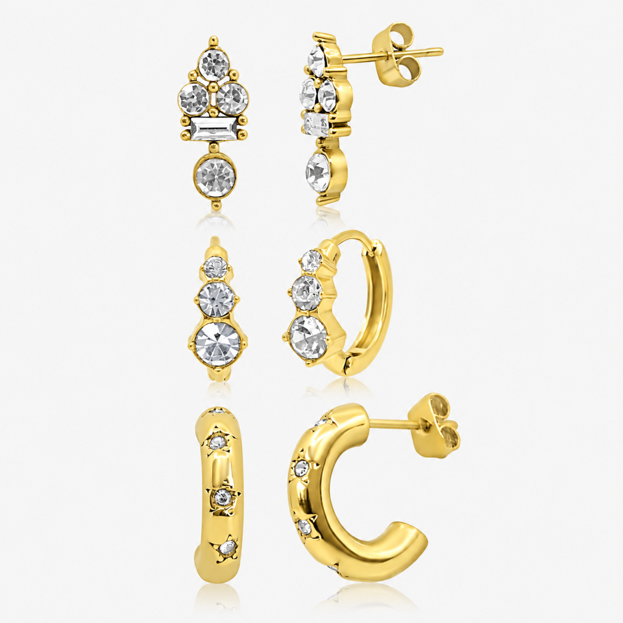 Kiss of Sparkle 3 Piece Earring Set - EVRYJEWELS
