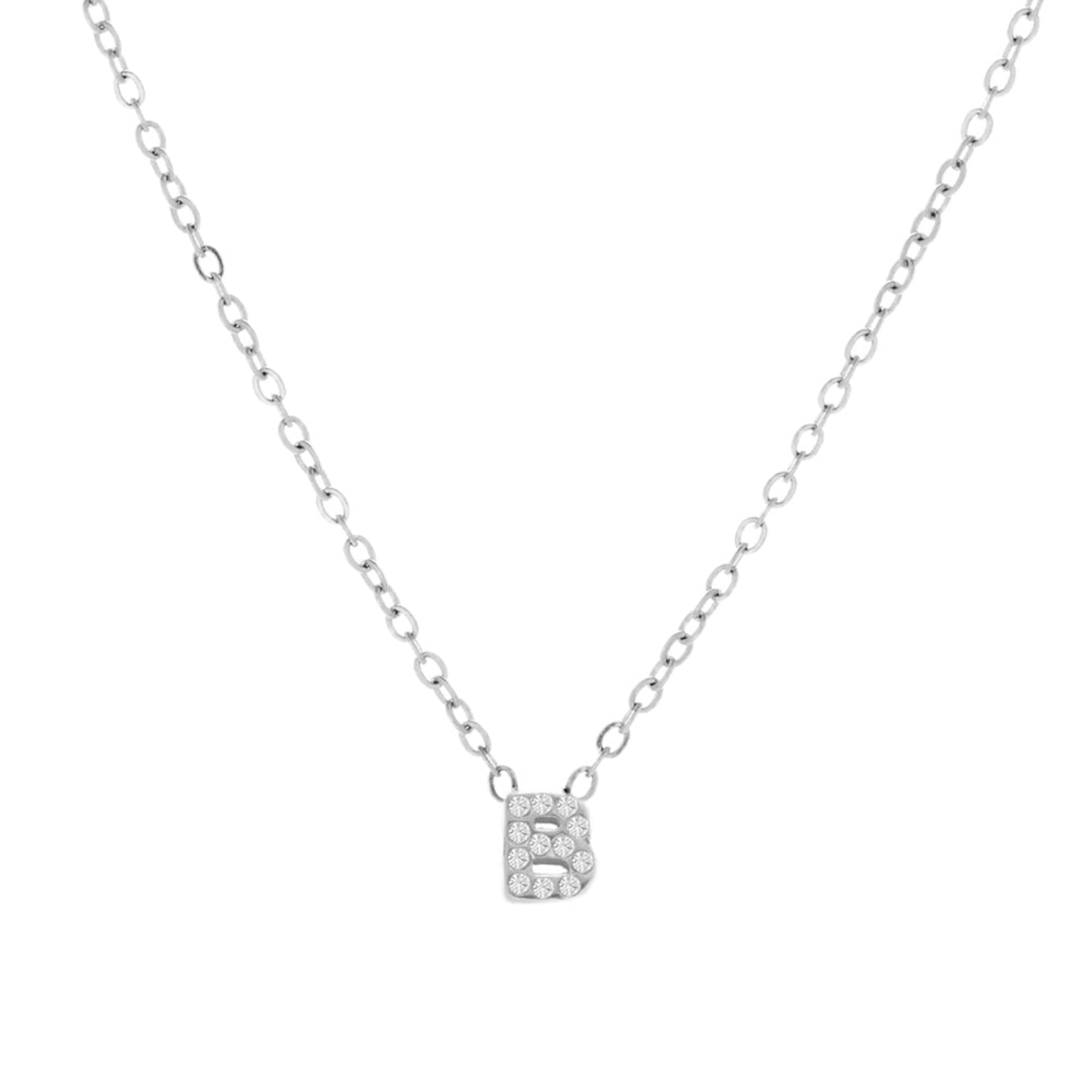 Crystal B Initial Necklace - EVRYJEWELS
