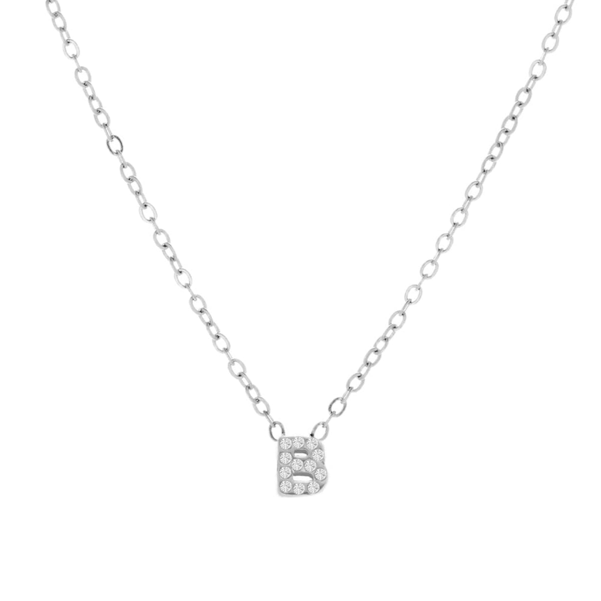 Crystal B Initial Necklace - EVRYJEWELS