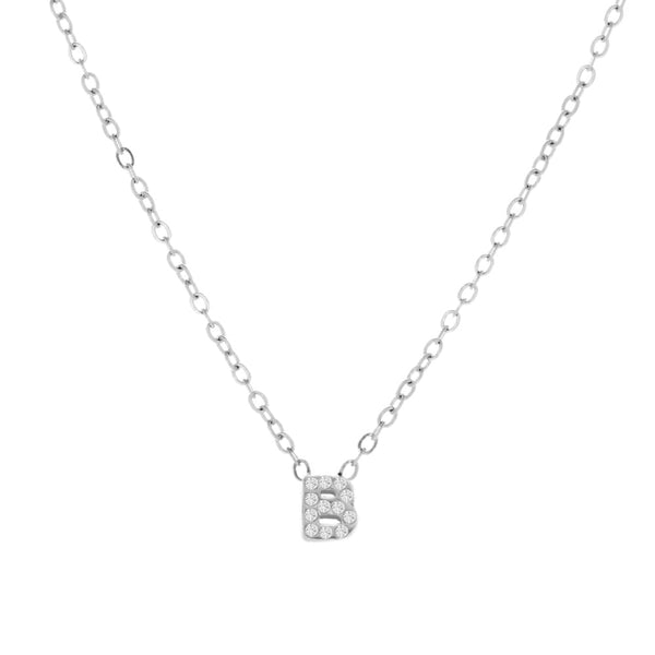 Crystal B Initial Necklace - EVRYJEWELS