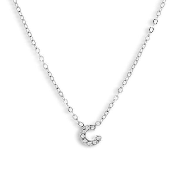 Crystal C Initial Charm Necklace - EVRYJEWELS