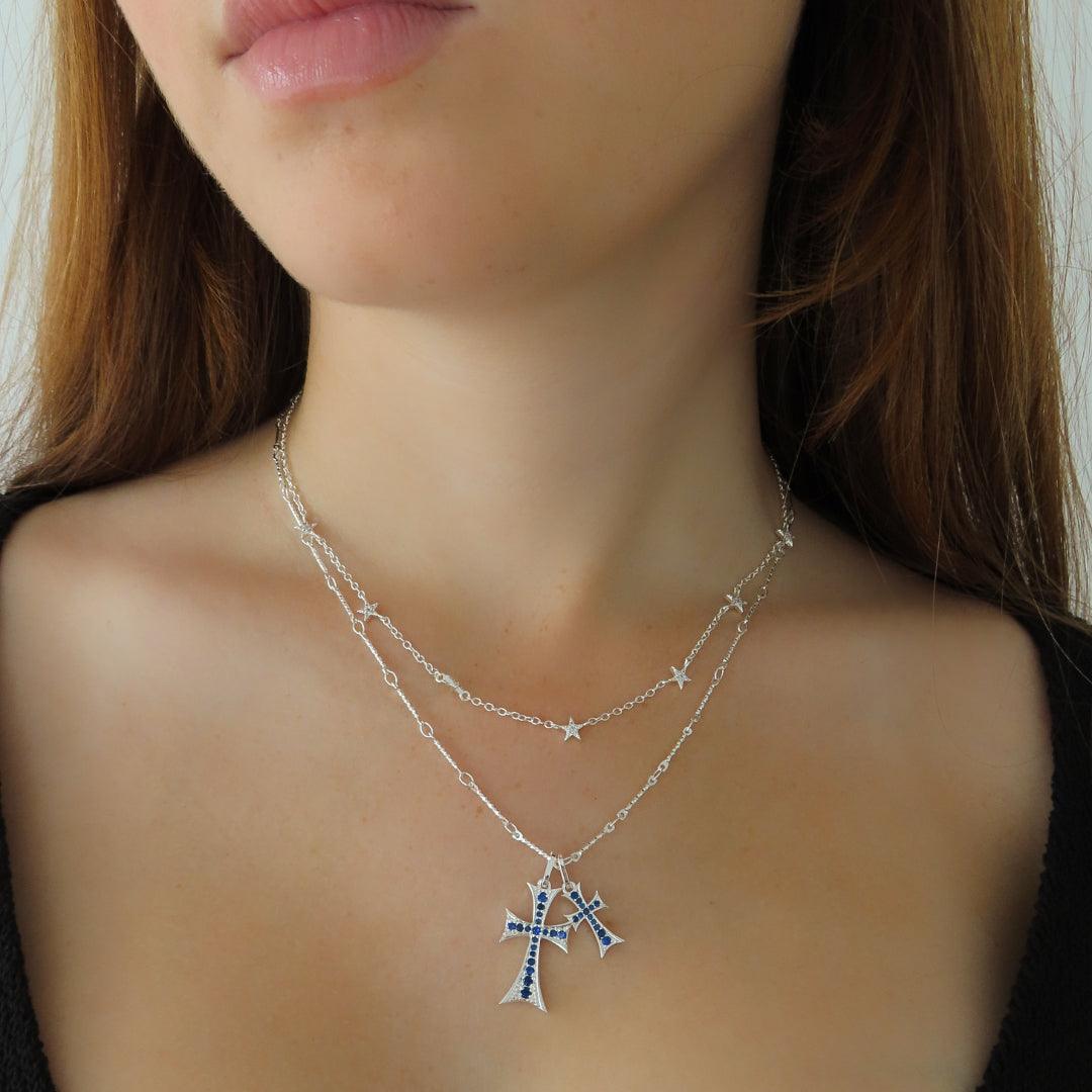 Double Cross Me Necklace - EVRYJEWELS