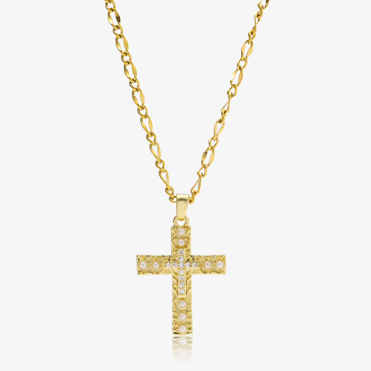 Sweet Pearl Cross Necklace - EVRYJEWELS