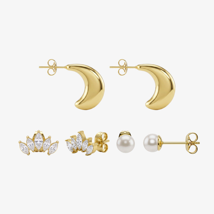All That Shine 3 Piece Earring Set - EVRYJEWELS