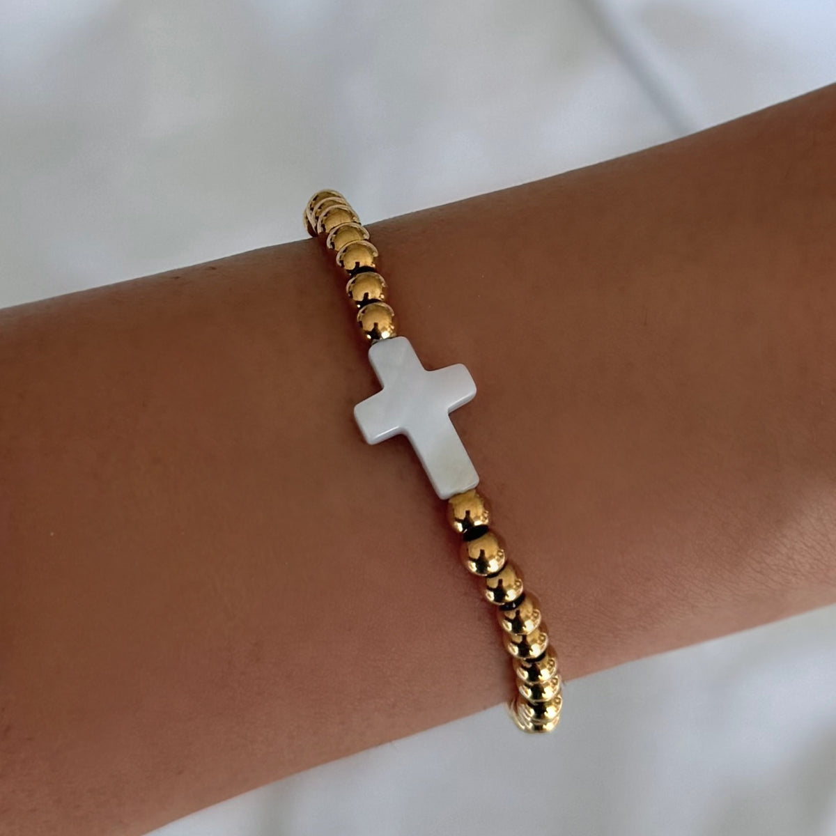 Little Blessings Cross Beaded Bracelet