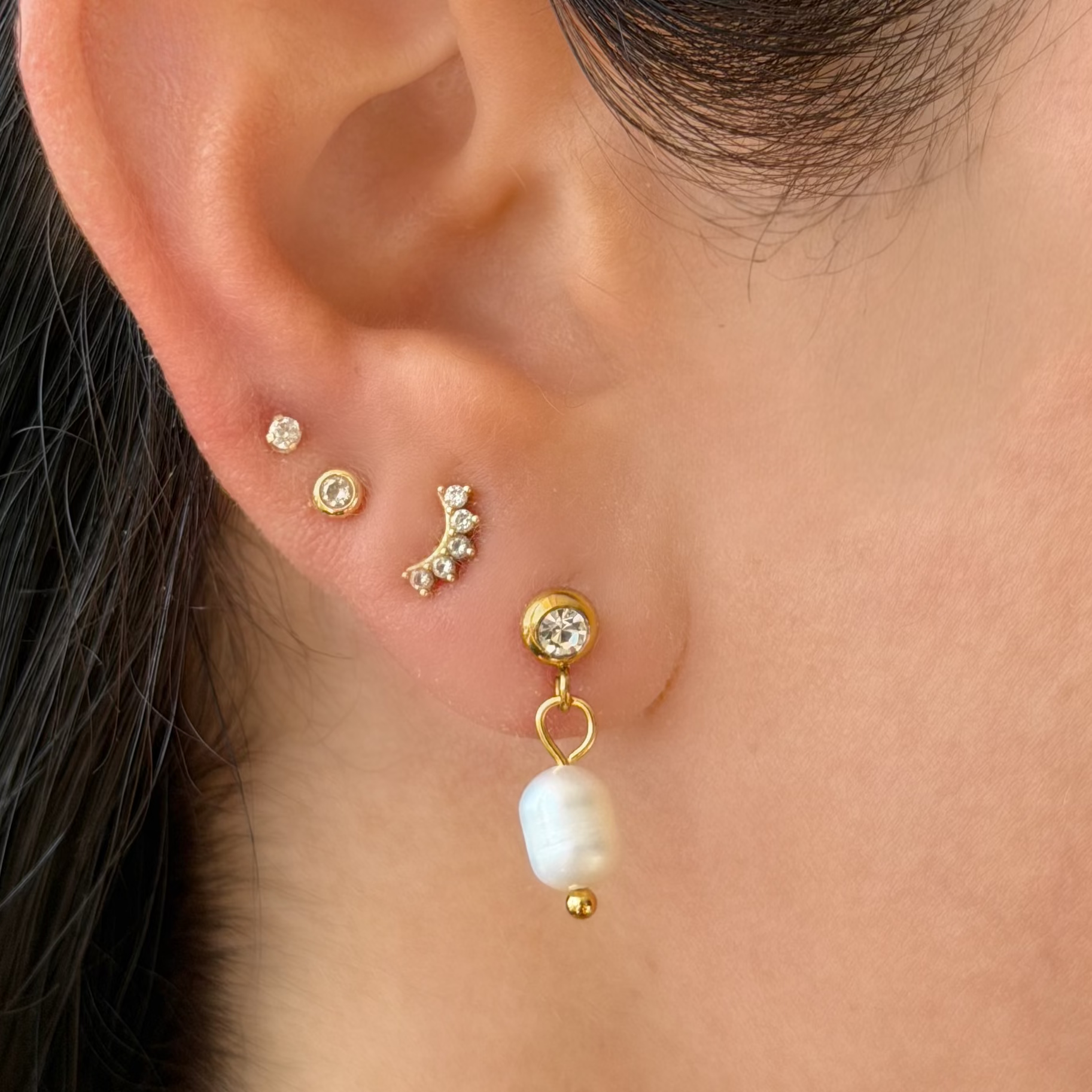 Pearl Glow Drop Flat Back Earrings - EVRYJEWELS